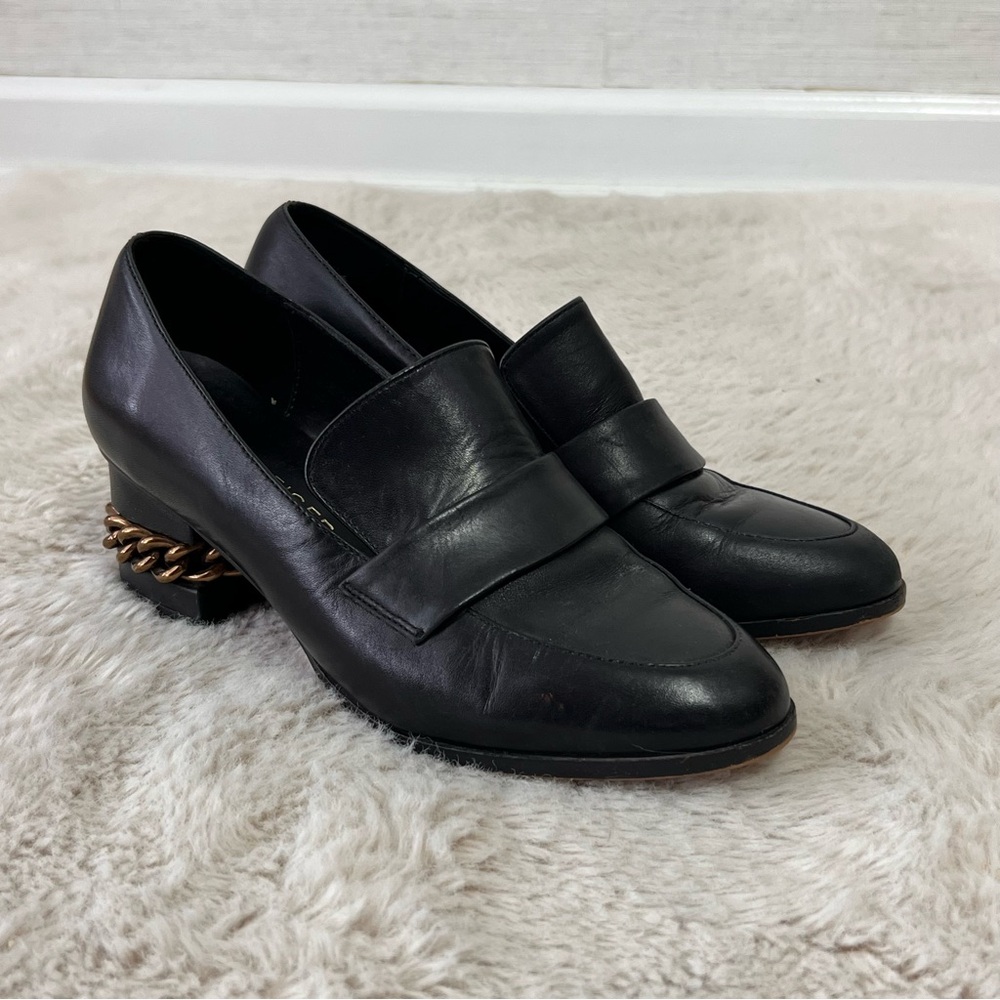 Kurt Geiger Raquel Black Leather Block Heel Loafers - Picture 2 of 12